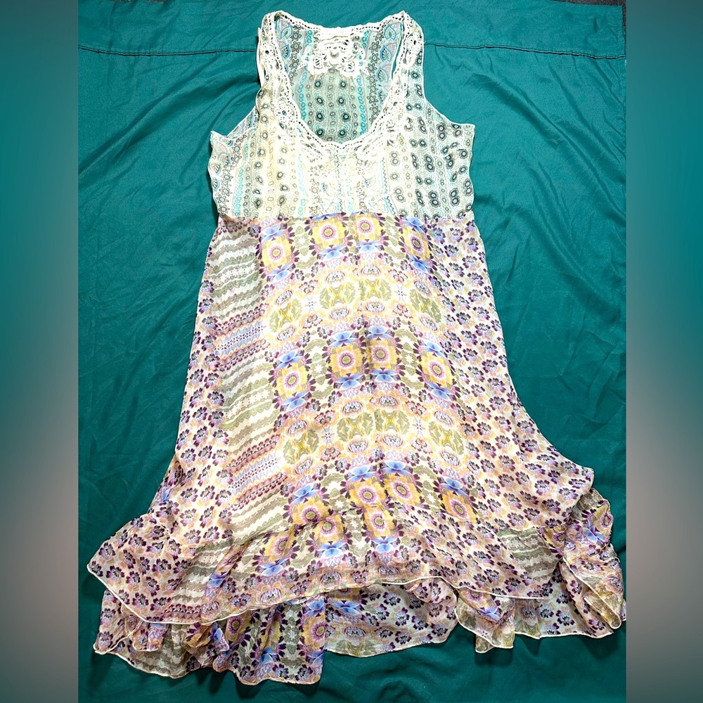 Johnny Was Silk Dress / 4 Love and Liberty, Sz M. Boho floral print
